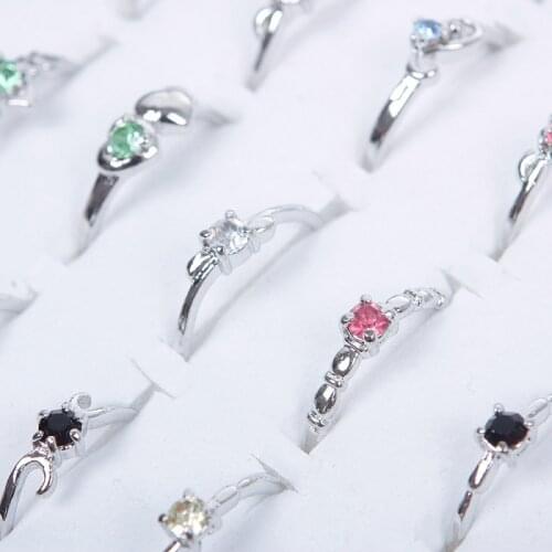 30 PC/set New Fashion Finger Jewelry Multi Color Rhinestone Crystal Rings Valentines Day Gift for Women Girls #57304