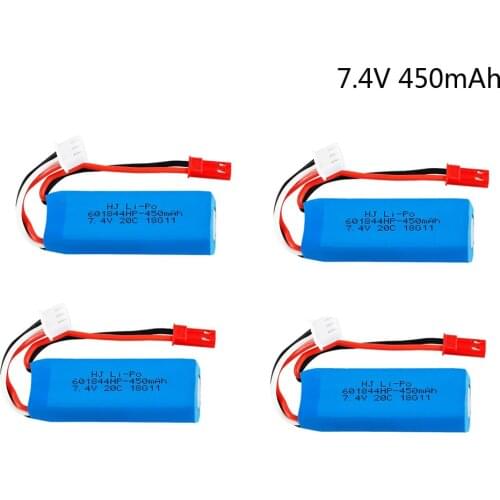 7.4V 450mAh Lipo Battery 2S for WLtoys K969 K989 K999 P929 P939 RC Car 601844 20C 7.4 V 450 mah