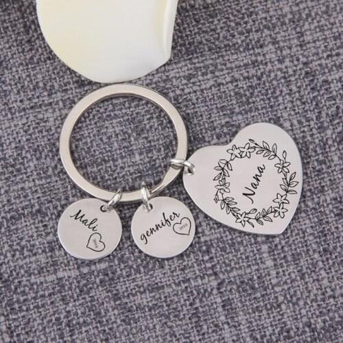 Keychain Nana Gift Name Keyrings Custom Grandchild Names Personalised Grandma Birthday Present Key Holder Charms Keepsake
