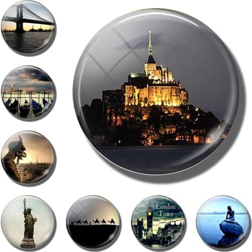 Brooklyn Bridge New York Statue of Liberty refrigerator magnets Mont Saint Michel Abbey French travel fridge magnets souvenir