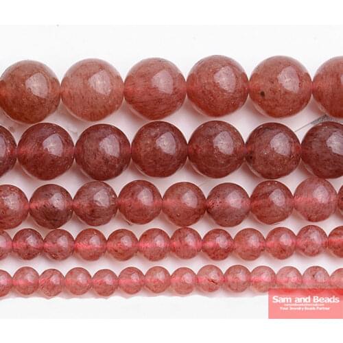 Natural Stone Strawberry Quartz Loose Beads 16" Strand 4 6 8 10 12MM Pick Size For Bracelet Necklace Making SQB01
