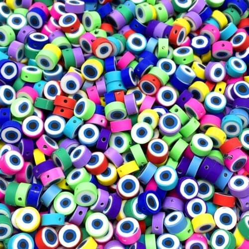 30Pcs 10mm Evil Eye Round Clay Polymer Beads Are Used To Makeing DIY Jewelry Bracelet Necklace Accessories #A61a12