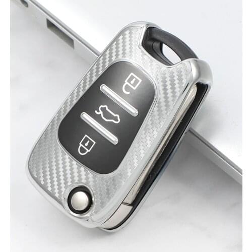 Carbon Fiber TPU Car Key Cover Case Shell For Hyundai i20 i30 ix35 Creta Solaris Elantra Accent For Kia Ceed K2 K5 Rio Sportage