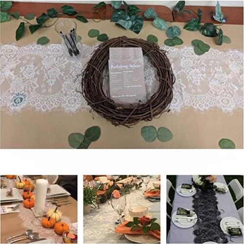 Floral Lace Table Runner White Table Cover Chair Sash For Banquet Baptism Wedding Party Dining Room Tablecloth Decor 36*300cm/pc