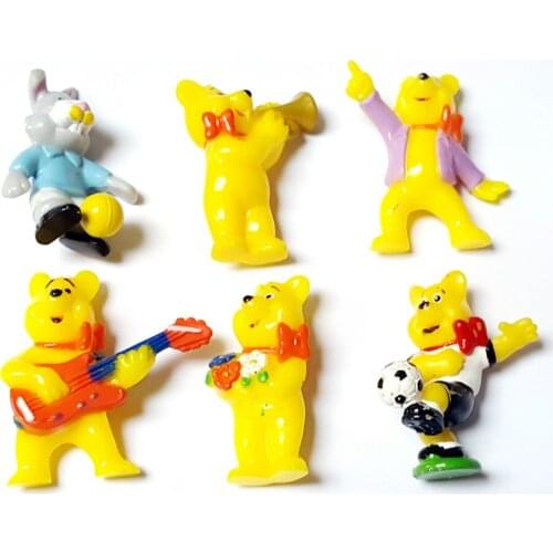 6X Bear Rabbit Figure 4cm Kids Cake Decoration Pinata Birthday Party Favour Kids Cartoon Gifts Toys Gift Vending Novelty