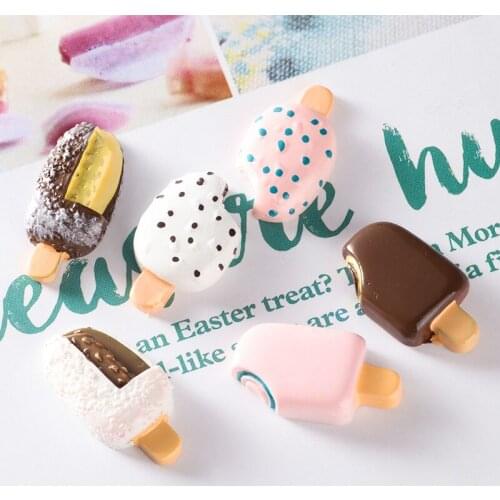 40Pcs Simulation Ice Cream Resin Food Toys DIY Craft Supplies Basteln Phone Shell Patch Arts Accessories Ornaments Materials