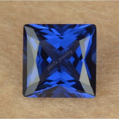 Hot Sale 5A Wax Setting 3x3~8x8mm Square Princess Shape Cut Deep Blue Color Lab Gems Synthetic Nano Stone For Jewelry