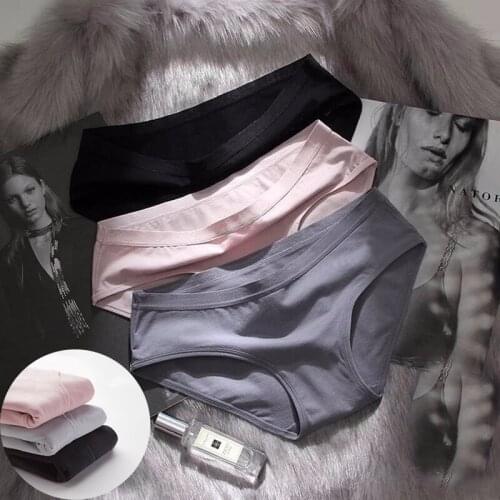 Cotton Panties Female Underpants Sexy Panties for Women Briefs Underwear Plus Size Pantys 8 Solid Color Lingerie 3PCS/Set