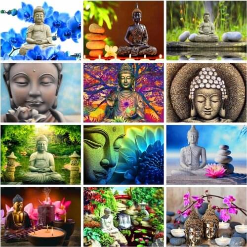 HUACAN 5D DIY Diamond Painting Buddha Religion Home Decoration Embroidery Picture Handcraft Art Kits