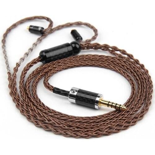 Hifi 4.4mm 3.5mm Jack Earphone Cable DIY For MMCX 0.78mm 2Pin Earphone Upgrade Wire 8 Core Silver Plated Copper Wire 1.2M Brown