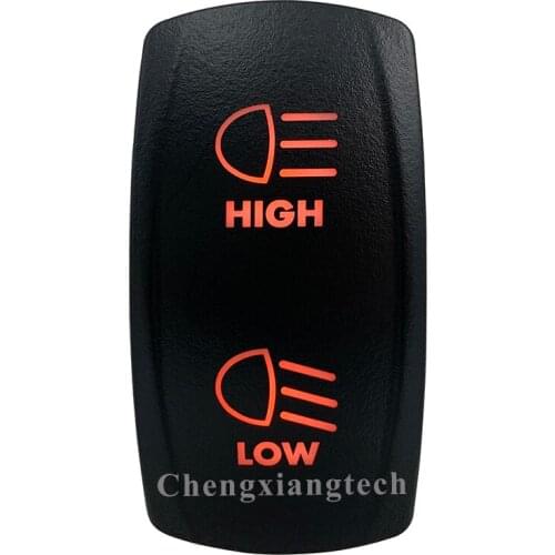 12V 24V- Car Boat Caravan - HIGH LOW - 7 Pin - On Off On - DPDT - Rocker Toggle Switch - Orange Led - Marine Grade Waterproof