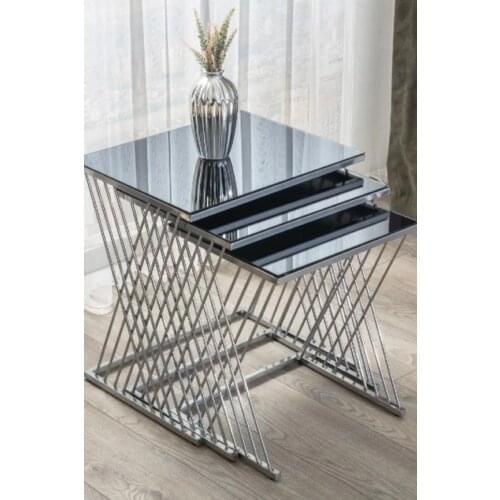Metal Chrome Mirrored 3'lü Zigon Table Basse Mesa Auxiliar غرفة المعيشة الأثاث Stolik Kawowy журнальный столик