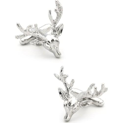 IGame Mens Deer Cuff Links Silver Color Brass Material Sika Deer Design Shirt Cufflinks Free Shipping