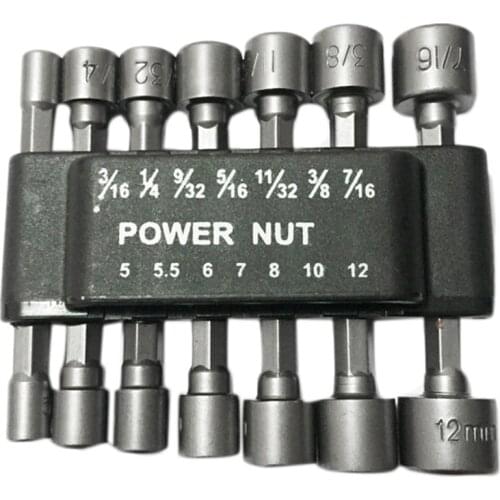 14 PCS Power Nut Driver Bit Set WITHOUT MAGNETIC Metric Socket Wrench Screw 1/4 Inch Driver Hex