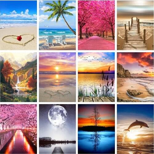 Scenery Patterns Cross Stitch Kits 14CT 11CT Count Printed Canvas DMC DIY Handmade Embroidery Kits Needlework Sets Home Decor