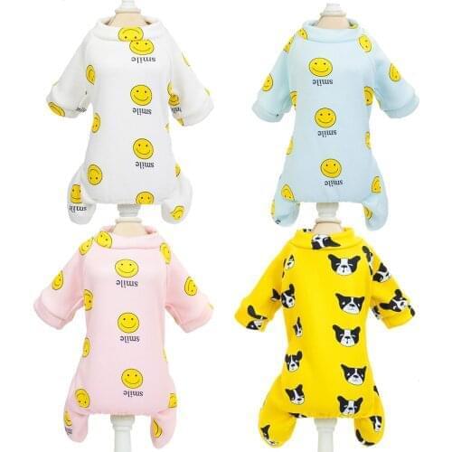 2021 New Pet Autumn Winter Pajamas Smile Face Dogs Cats Clothes Wholesale Dog Clothing Pijama Para Mascotas
