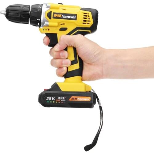 New 42V Household Electric Drill Wrench Driver Double Speed Cordless Drill Rechargeable Lithium Battery LED Light Screwdriver