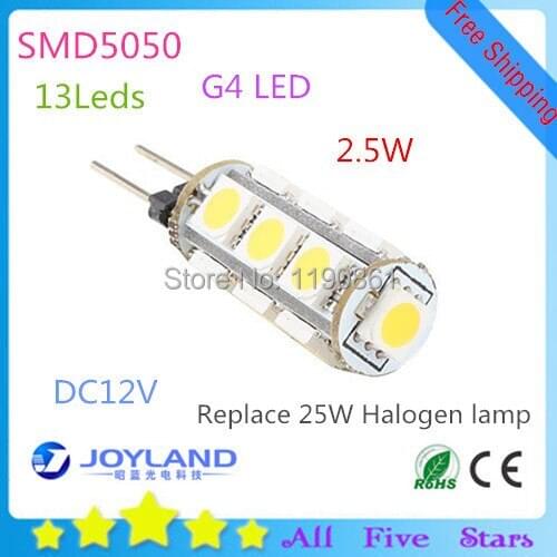 Wholesale - Free Shipping 2.5W 120degree SMD5050 13LEDs 12 volt led light bulb lamp g4 led 12v