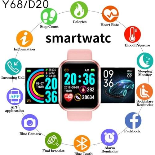 Wholesale Y68 Smart Bracelet Color Screen Watches Heart Rate Sports Fitness Waterproof Smartwatch Men Women Kid Smart Watch 2021