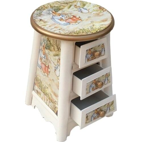 Zq European-Style Pastoral Korean-Style Furniture Storage Stool Dressing Stool