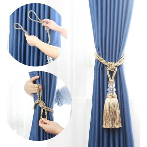 BEL AVENIR 1Pc Curtain Tieback Handmade Home Decor Gold Tassels Tieback Hanging Ball Holdback Curtain Accessories Buckle Rope