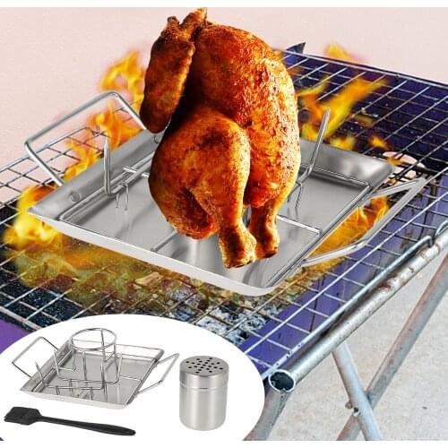Beer Can Chicken Roaster Stand Stainless Steel Chicken Rack BBQ Chicken Roasting Holder Grill Smoker Oven Accessories