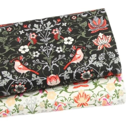 Half Yard Plain Cotton Fabric With Flower Little Bird Print Handmade DIY Garment Dress Cloth 100% Cotton CR-1014