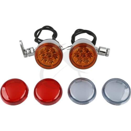 Motorcycle Turn Signals Lights & Bracket For Harley Dyna Wide Super Glide Bad Boy FXDWG FXD