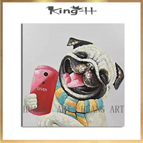 Hand-painted modern nifty dog oil painting knife thickness quality office sofa decorative home hotel lobby no framework