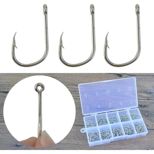 Iseama Fishing Hooks 500pcs/set Silver Iseama Fishhooks with Eye High Carbon Steel Freshwater Carp Fishing Barbed Fishhooks