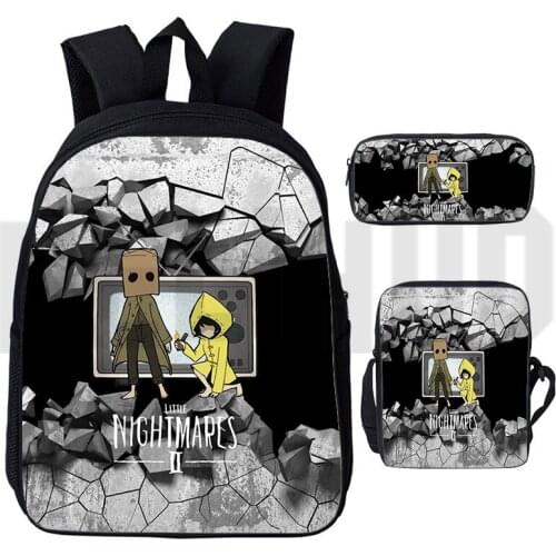 3D Print game Little Nightmares 2 Backpack Men Schoolbags Girls Boys Laptop Anime Harajuku Teenager 3 Pcs/Set Cartoon Bag 2021