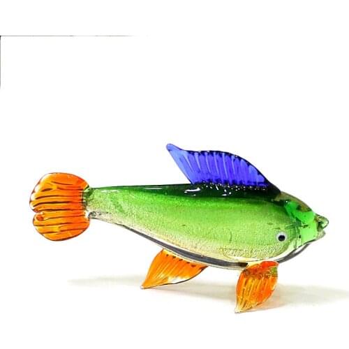 Silver Foil Craft Murano Glass Tropical Fish Figurines Cute Vivid Miniature Sea Animals Ornaments Holiday Party Gifts For Kids