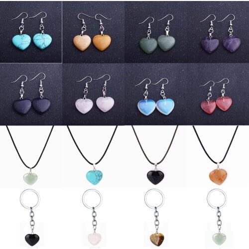 Natural Stone Earrings Heart Charm Pendant Eardrop Women Girls Love Jewelry Valentines Day Gifts Wedding Gifts Accessories Hot