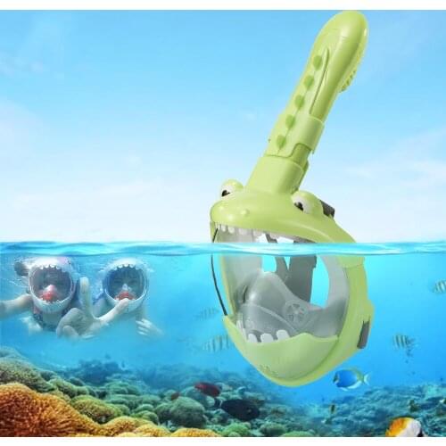 Silicone Anti fog Full Dry Diving Mask Foldable Breathing Tube Cartoo Children Swimming Goggles Scuba Diving Equipment