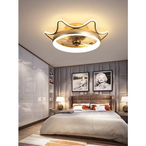 Modern Decorative LED Ceiling Fan Lamp Adjustable Wind Speed With Remote Control Sand Gold Indoor Lighting Bedroom Dining Room