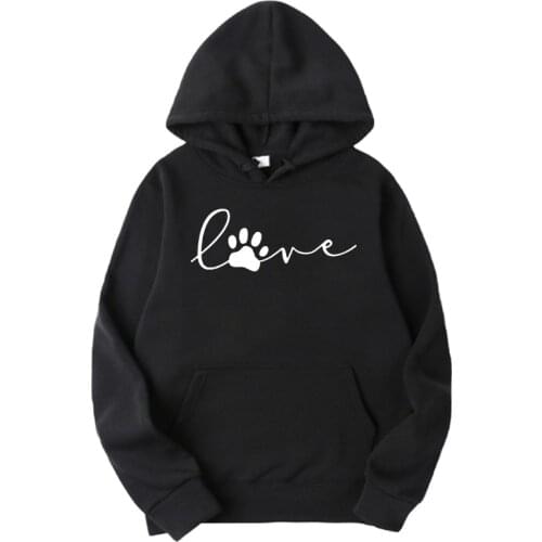 Fashion Womens Hoodie Sweatshirt Cat Paw & Heart Print Hooded Tops Sudaderas Female Sweatshirts Pullover Oversized Hoodie