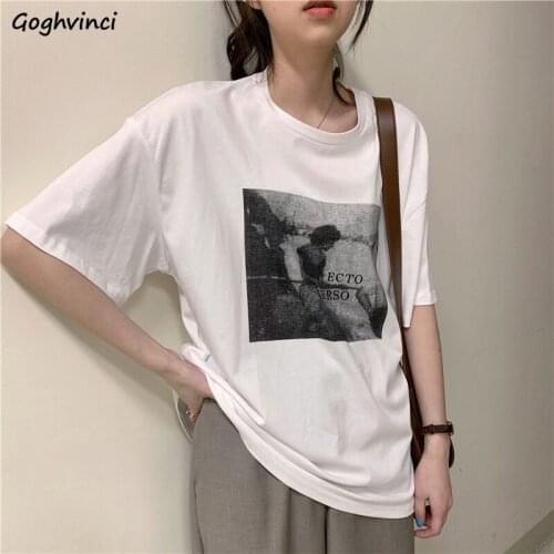 Women Short Sleeve T-shirts Print Casual Fashion Simple High Quality Korean Style Harajuku Student All-match Loose Summer Tees