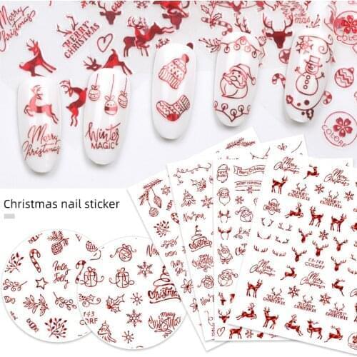 1 sheet new Christmas nail sticker snowflake envelope Christmas snowman winter nail decoration manicure sticker