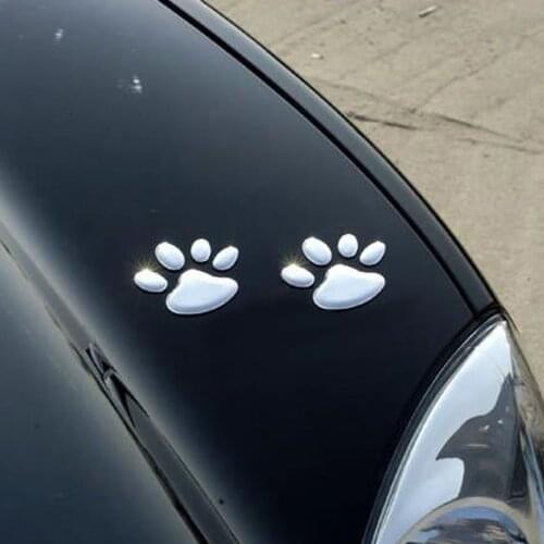 2PCS Car Sticker 3D Animal Dog Cat Bear Foot Prints Auto Accessories for Skoda Octavia Fabia Rapid Superb Yeti Roomster
