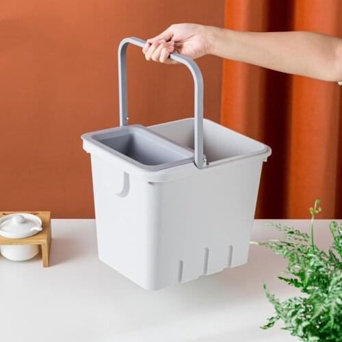 2 Tier Plastic Kitchen Waste Trash Can with Filter Compost Drainer Garbage Bin Rubbish Container Organizer Car Storage Basket