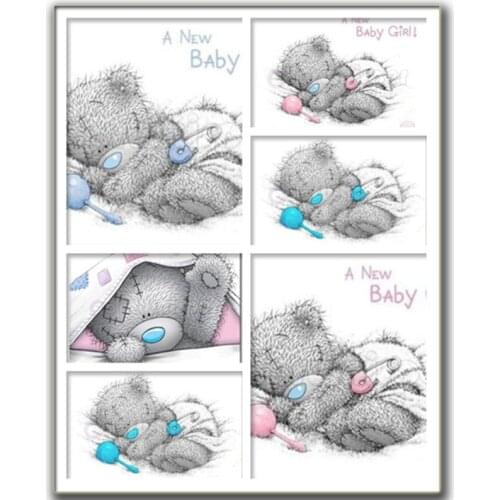 Diamond Painting Full Square/Round Cartoon Animals Bear Baby Teddy Bear Girl Boy Daimond Painting Embroidery Cross Stitch