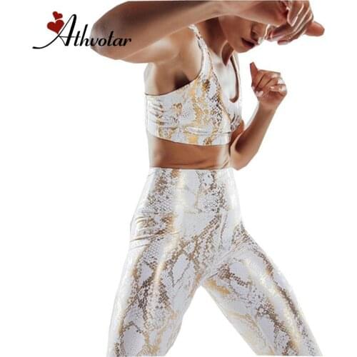 ATHVOTAR Seamless Yoga Set Snake Pattern Fitness Suits Running Leggings Gym Clothing Yoga Top Gym Workout Set Sport Femme