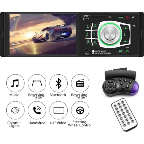 Audio Radio FM 12V 4012B Auto Accessories 7 Colors Backlight 4.1" Car MP5 Player Bluetooth Stereo In-dash TF USB AUX Support