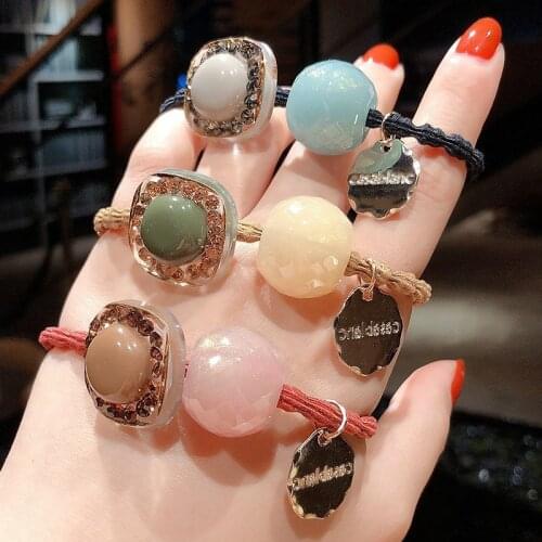 Colorful Square Rhinestone Elastic Hair Band Ball Hair Tie Hair Accessories For Women Crystal Rubber Band For Hair Scrunchies