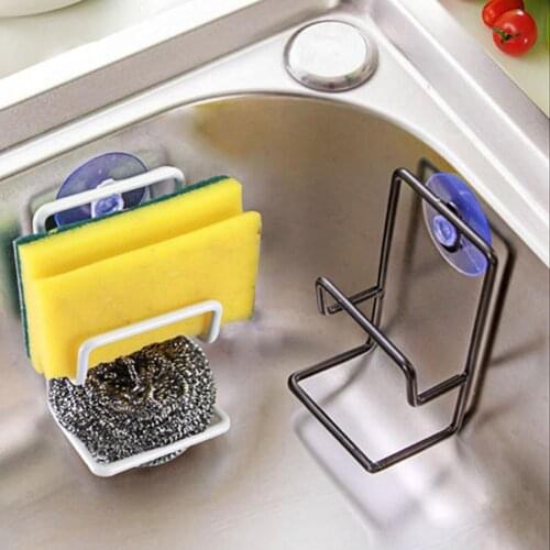 Sponge Storage Drying Holder Metal Suction Cup Sink Drain Rack Shelf Sundries