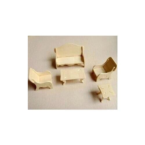 Household Model Simulation Sofa House Dolls 3D Wooden DIY Childrens Educational Puzzle Cabinet Pretend Play Furniture Mini Toys