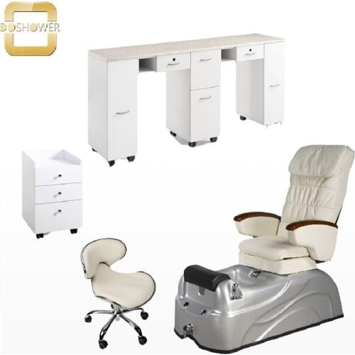 Doshower salon furniture with pedicure chair of salon trolley of massage bed