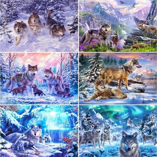 EverShine Diamond Painting Wolf Cross Stitch DIY Diamond Embrotidery Animal Picture Of Rhinestones Handmade Home Decor