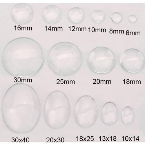 1pack Oval Round Flat Back Glass Cabochon Cameo 6mm 8mm 10mm 12mm 14mm 16mm 18mm 20mm 25mm 30mm For Diy Jewelry Making Findings
