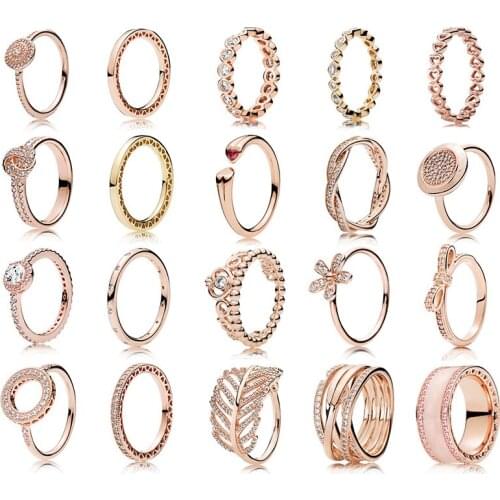NEW 100% 925 Sterling Silver Fashion Personality Popular Charms Original Rose Gold Ring Fit Women Jewelry Factory Wholesale